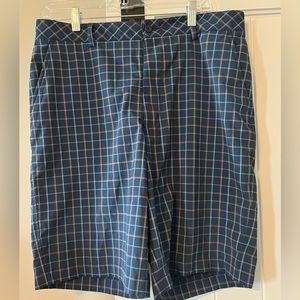 Bolle Mens Shorts Size 34 Blue Plaid Golf Pocket Shorts Polyester Spandex‎